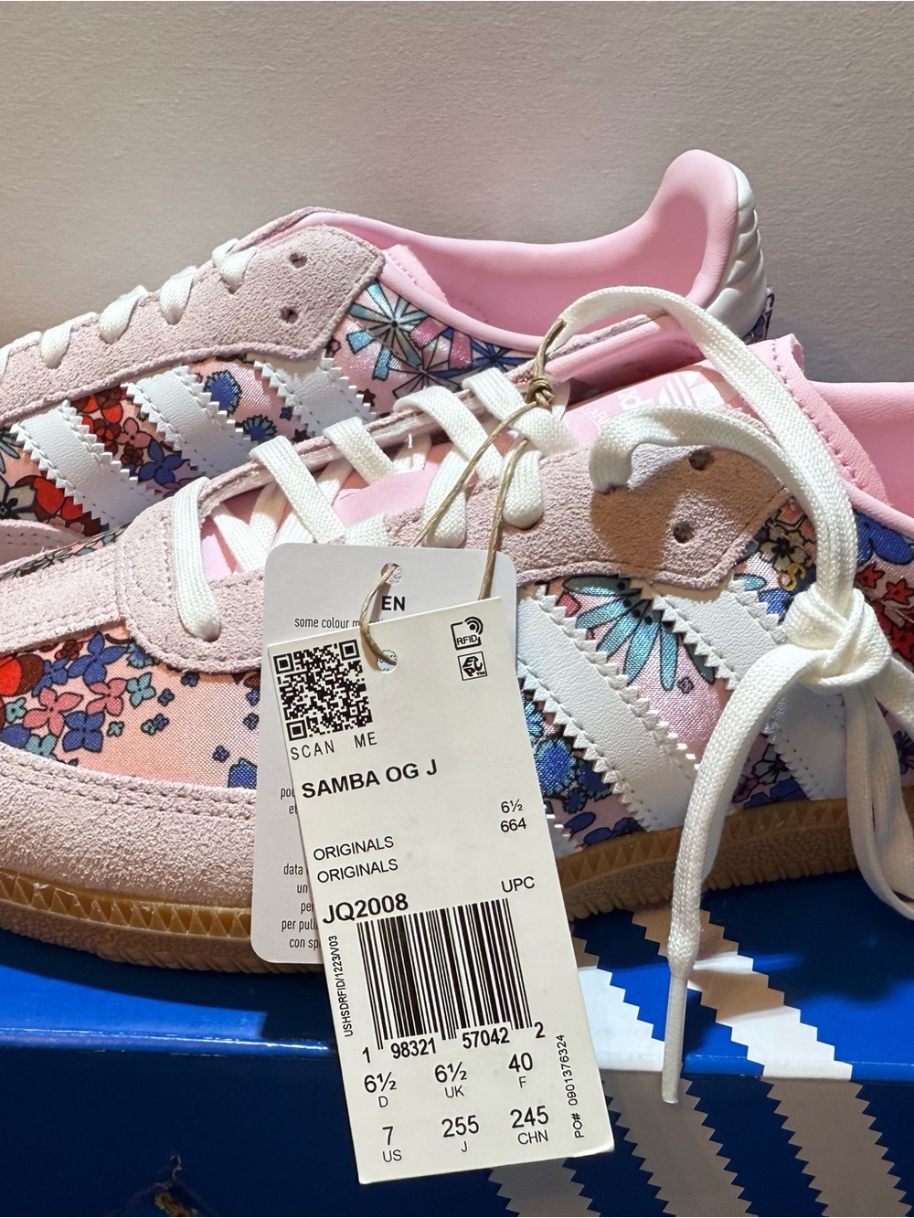 adidas Samba OG J Pink Floral Low-Top Sneakers